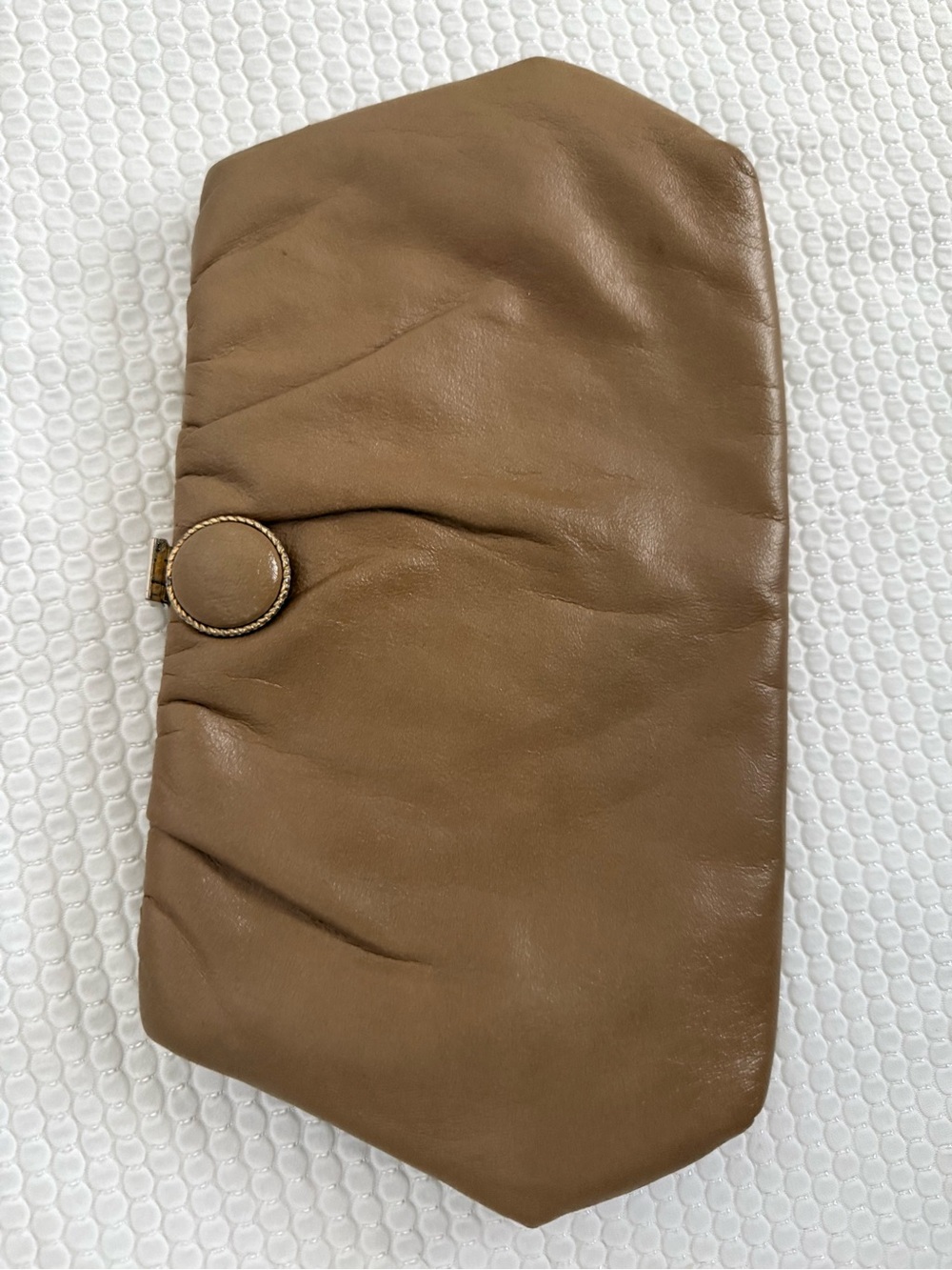 Tan Leather Clutch Handbag